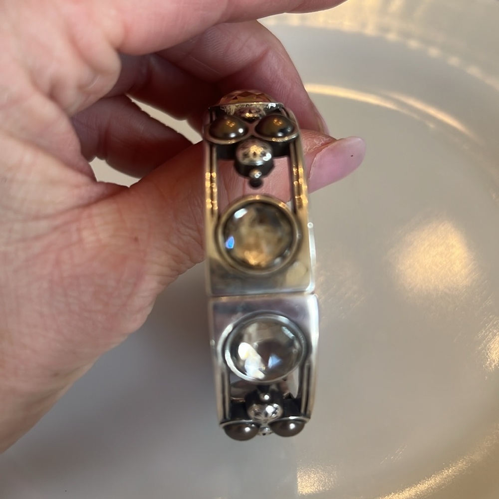 Vintage Brighton silver & Crystal cuff bangle bracelet - Picture 6 of 8